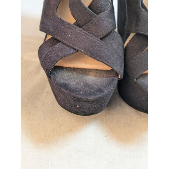 Kelsi Dagger Black Wedge Strap‎ Sandal Womens Size 8 - Picture 2 of 15